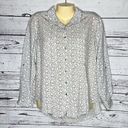 Jane and Delancey  Size L White & Black Heart Print Button Down Shirt Top Photo 0