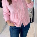 kim rogers  pink & white striped size large button down shirt Photo 0