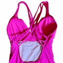 La Blanca  Banded Waist Strappy Cross Back One-Piece Swimsuit Orchid Pink Size 14 Photo 6