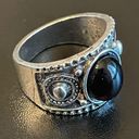 Onyx Vintage black  antique silver plated ring size 6.5 Photo 1