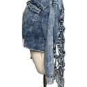 Thrill Jeans acid wash destroyed knotted fringe cropped denim jacket size M Size M Photo 4