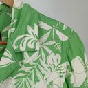 Caribbean Joe  90s Vintage Lime Green Tropical Floral Button Down Top Photo 6