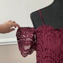 Alya Burgundy Lace Cold Shoulder Blouse Photo 1