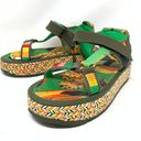 Farm Rio  Sandals Women's Size 11 Green Toucans Flatform Raffia Green Multicolor Photo 2