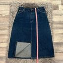 Lee Vintage  100% cotton denim A-line midi skirt front slit 14 Photo 0