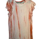 Knox Rose  Tie Dye White Orange Lace Ruffled Knit Blouse Size XL EUC #VEG-2898 Photo 1