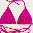 Good American  Pink Jacquard Triangle Bikini Top Medium M NWT Photo 2