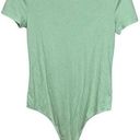 Elodie  Women Green  Ribbed Short Sleeve Bodysuit Lg Photo 0