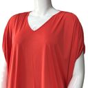 Natori  Womens Size S Top Oversized V Neck Slouchy Ruched Sleeves Coral Pink Photo 1