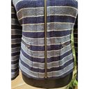 The Loft  Women's Blue Striped Cotton Long Sleeve Full Zip Front Casual Jacket Size 6 Photo 3