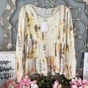 True Craft Ivory Tie Dye Tiered Top  Long Sleeve Cotton Blend Flowy Womens Medium Photo 0