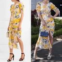 Alice McCALL  Soiree Dress Yellow Saffron Floral Ruched Midi Asymmetrical Size XS Photo 1