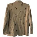 Quacker Factory  Blazer Jacket Women Sz M Khaki Tan Giraffe Animal Embroidered Photo 2