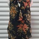 T Tahari  Top Womens Small Black Floral Burst Print Sleeveless Tie Neck Blouse Photo 1