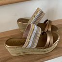 Italian Shoemakers Espadrilles Bronze Silver Wedges New Womens 8.5 Sandals Photo 6