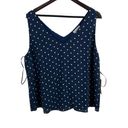 Nine Britton  XL Blouse Navy Polka Dot V Neck Sleeveless New Photo 1