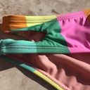 The Bikini Lab Orange and Green  Colorful Striped Swim Bottoms Photo 4