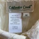 Coldwater Creek  | Cream Ruffle Front Long Sleeve Crinkle Blouse 1X Photo 2