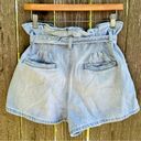 American Eagle  Button Fly Paper Bag High Waist Tie Denim Mom Shorts Size 10 Photo 2