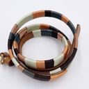 J.Crew  Thread-Wrapped Belt Brown Leather Metallic Color Block Size Medium Boho Photo 4