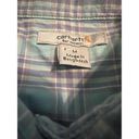 Carhartt  Women's Roll Up Sleeve Plaid Shirt Poplin Blue & Purple Size Medium Photo 2