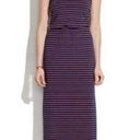 Madewell  Striped Strapless Maxi Dress Slide Slits Navy & Pink‎ Womens Siz… Photo 0