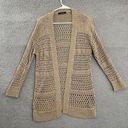 August Silk  Sweater Women M Tan Casual Loose Knit Open Front Cardigan Photo 0