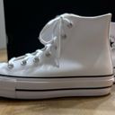 Converse  Chuck Taylor All Star Lift Platform Leather High Top White Size 8 Photo 3