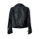 Paige  Annika Leather Moto Ruffled Jacket in Black Sz S Photo 4