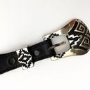 Buckle Black Nocona Belt Aztec Metal  Skinny Genuine Leather Size 32 Photo 1