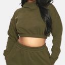 Naked Wardrobe French Terry Crop Hoodie In Olive Green Photo 10