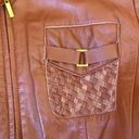 BCBGMAXAZRIA  Fitted Brown Leather Boho Jacket Photo 4