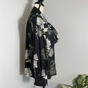 Who What Wear  women's black green floral print tie neck long sleeve blouse Photo 2