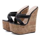 Anthropologie WEDGE HEEL SHOES SANDLE PLATEFORM CORK WOOD LEATHER STRAP NO ANKLE BOHO CHIC Photo 0