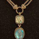 Vintage Bronze Gold Blue Pendant Statement Necklace Photo 1