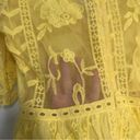 Socialite bright yellow lace mini dress short lined sheer back v neck floral Photo 6