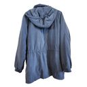 London Fog  Dusty Blue Puffer Coat Anorak Jacket Removable Hood Zip Up Size Large Photo 3