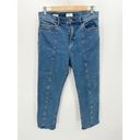 The Loft  Outlet Jeans Women 8 PETITE Blue Medium Wash Denim Straight Leg Seam Detail Photo 7