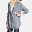 Leith  Side Tie Wrap Sweater Gray Long Sleeve Rayon Cotton WOOL Blend Surplice SM Photo 1