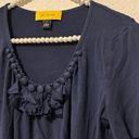 St. John  Women's Size Small Shirt Blue Short Sleeve Blouse Designer Stretch Top Photo 5