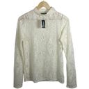 EXPRESS NWT  Lace Mock Neck Long Sleeve Sheer Top in Ivory Size M Photo 5