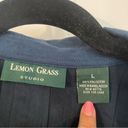 Lemon Grass Studio  Vintage Teal Suede Textured Button Down Sz L Photo 2