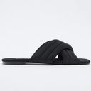 ZARA  FLAT QUILTED SANDALS SLIPPERS SLIP ON SLIDES BLACK 7.5/38 EUC Photo 3