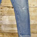 Free People  We The Free High Rise Button Fly Distressed Raw Hem Mom Jeans Photo 3