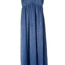 The Vanity Room  Blue Cross Back Satin Slip Maxi Gown Dress XS Photo 0