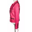 Miss Sixty Womens  M60 Hot Pink Faux Leather Distressed Motorcycle Jacket Size M Photo 7