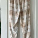 Aerie Cream & Tan Plaid Soft Cozy Pull On Jogger Lounge Pants Size Small NWT Photo 4