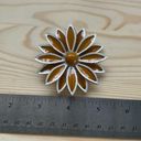 Daisy Vintage Enameled Metal 2 Tone Brown and White  Brooch Pin Photo 2