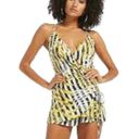 Luxxel  Romper Leaf Print Yellow Black White Stripe Women's Size Small Photo 0