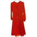 Hunter Bell  Orange Black Animal Print Lawton Polka Dot Ruched Midi Dress Size 6 Photo 1